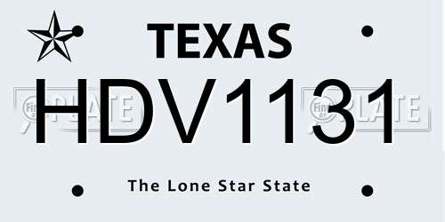 HDV1131 Texas License Plate