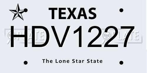 HDV1227 Texas License Plate