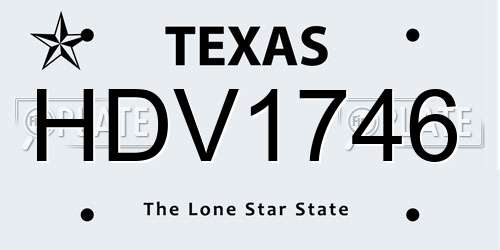 HDV1746 Texas License Plate