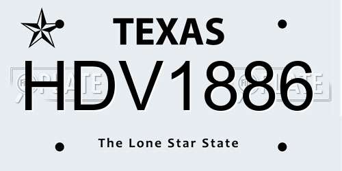 HDV1886 Texas License Plate