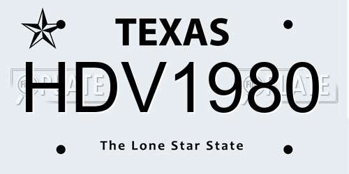 HDV1980 Texas License Plate