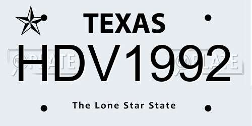HDV1992 Texas License Plate