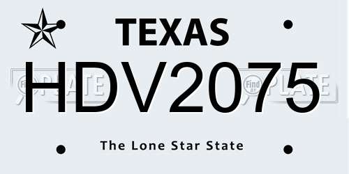 HDV2075 Texas License Plate
