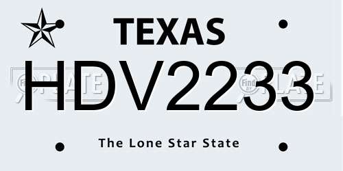 HDV2233 Texas License Plate