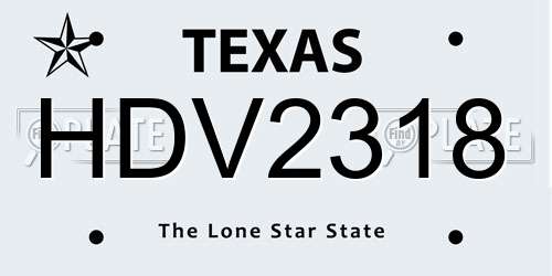 HDV2318 Texas License Plate