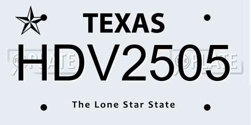 HDV2505 Texas License Plate