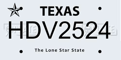 HDV2524 Texas License Plate