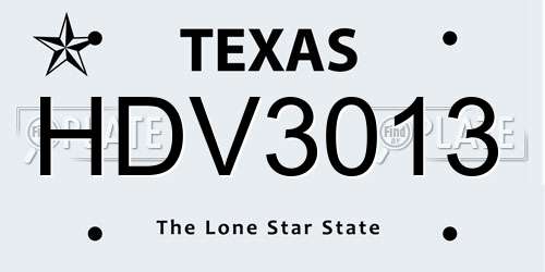 HDV3013 Texas License Plate