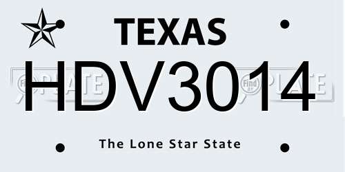 HDV3014 Texas License Plate