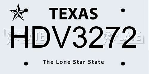 HDV3272 Texas License Plate