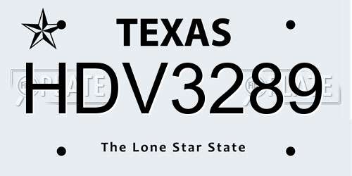 HDV3289 Texas License Plate