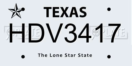 HDV3417 Texas License Plate