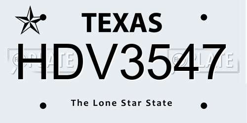 HDV3547 Texas License Plate