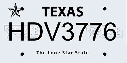 HDV3776 Texas License Plate