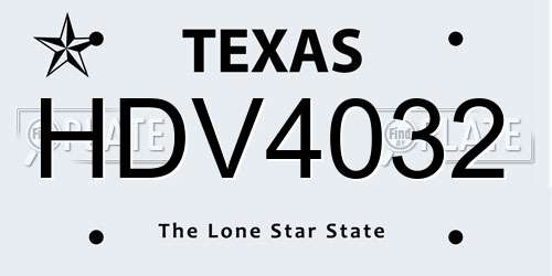 HDV4032 Texas License Plate