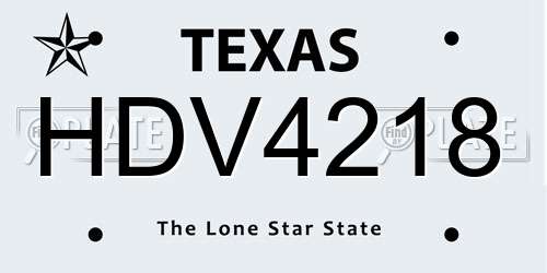 HDV4218 Texas License Plate