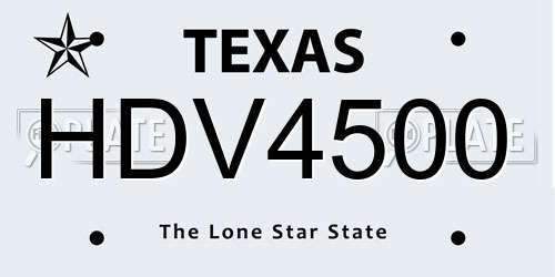 HDV4500 Texas License Plate