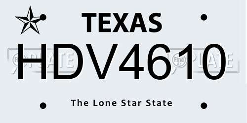 HDV4610 Texas License Plate