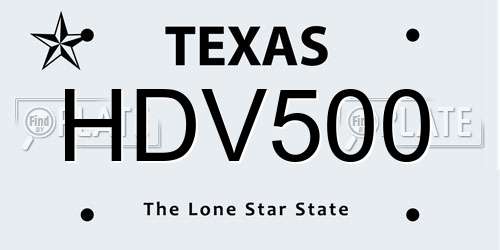 HDV500 Texas License Plate