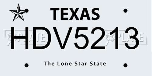 HDV5213 Texas License Plate