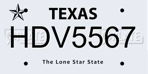 HDV5567 Texas License Plate