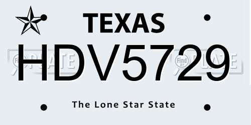 HDV5729 Texas License Plate