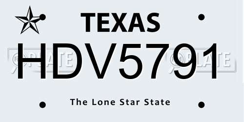 HDV5791 Texas License Plate