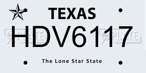 HDV6117 Texas License Plate