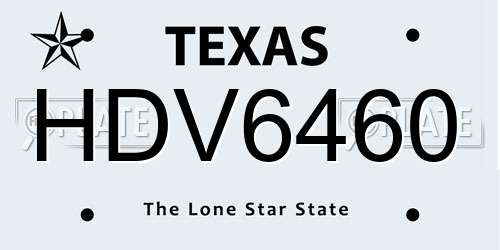 HDV6460 Texas License Plate