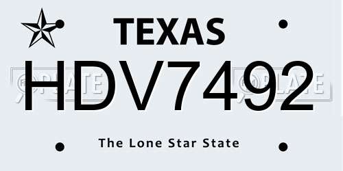 HDV7492 Texas License Plate