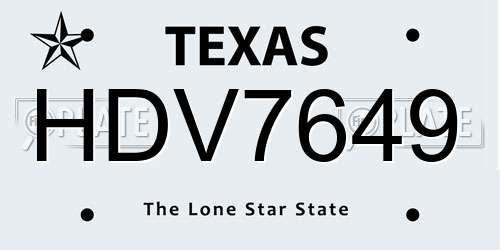 HDV7649 Texas License Plate