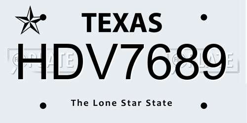 HDV7689 Texas License Plate