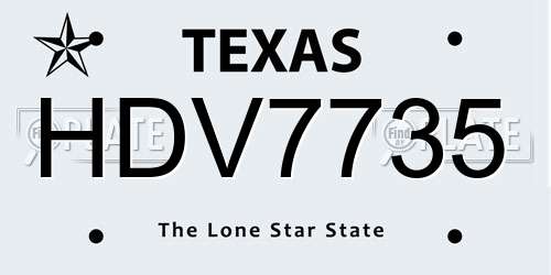 HDV7735 Texas License Plate