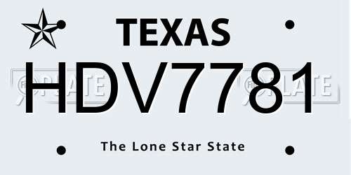 HDV7781 Texas License Plate