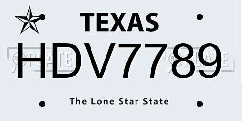 HDV7789 Texas License Plate