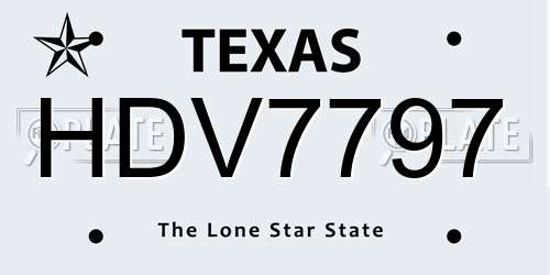 HDV7797 Texas License Plate