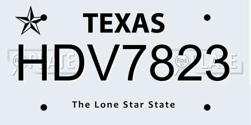 HDV7823 Texas License Plate