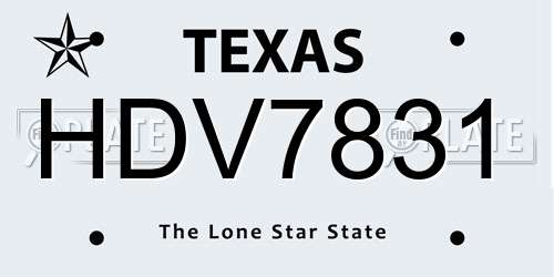 HDV7831 Texas License Plate
