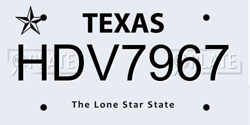 HDV7967 Texas License Plate