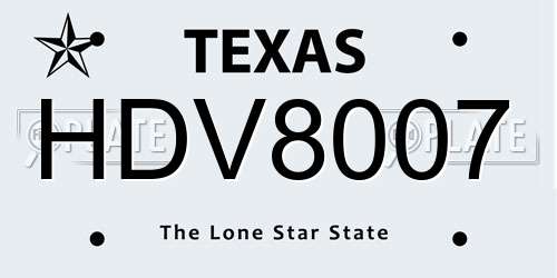 HDV8007 Texas License Plate