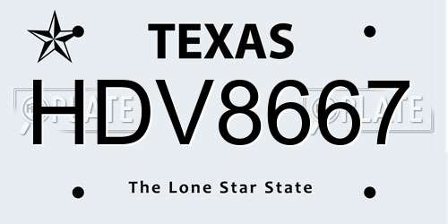 HDV8667 Texas License Plate
