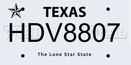 HDV8807 Texas License Plate