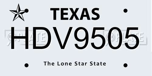HDV9505 Texas License Plate