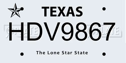 HDV9867 Texas License Plate