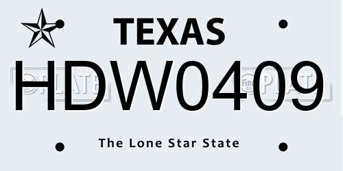 HDW0409 Texas License Plate