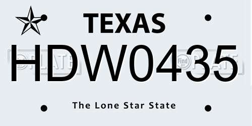 HDW0435 Texas License Plate
