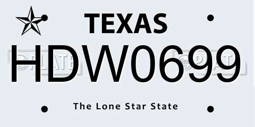 HDW0699 Texas License Plate