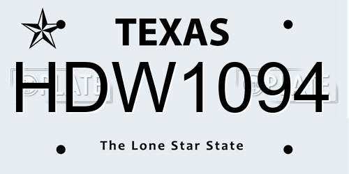 HDW1094 Texas License Plate