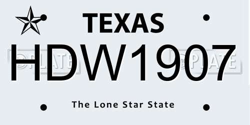 HDW1907 Texas License Plate