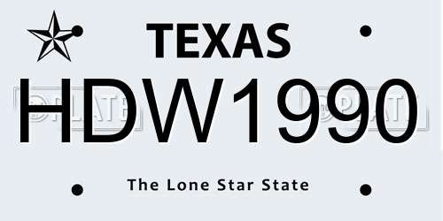 HDW1990 Texas License Plate
